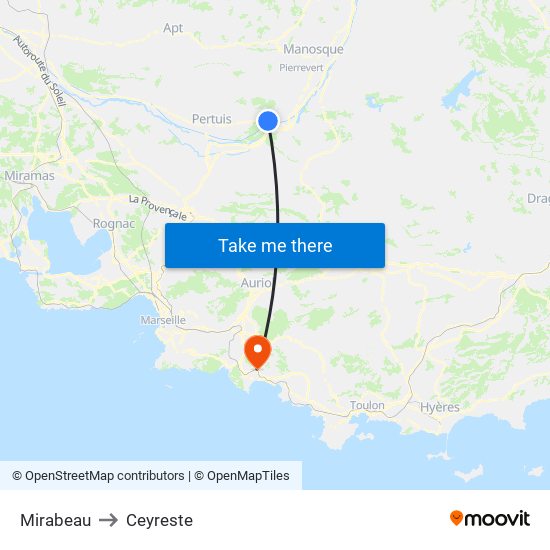 Mirabeau to Ceyreste map