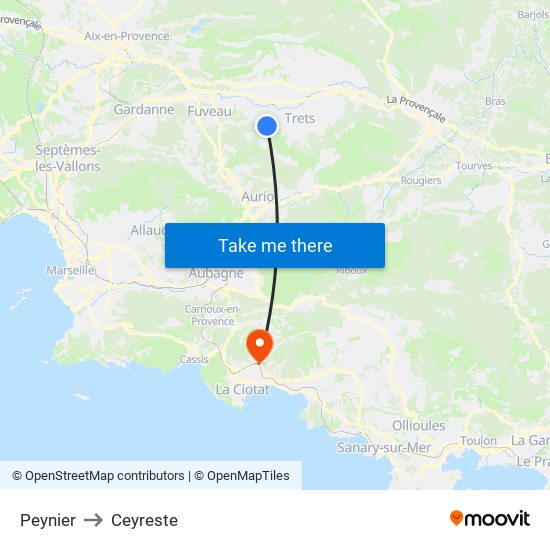 Peynier to Ceyreste map