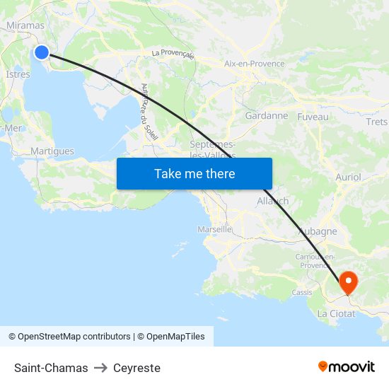 Saint-Chamas to Ceyreste map