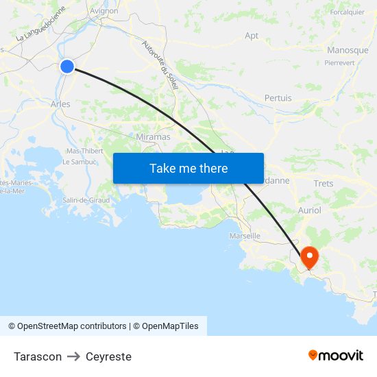 Tarascon to Ceyreste map