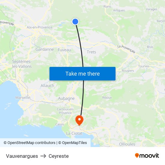 Vauvenargues to Ceyreste map