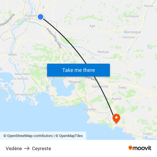 Vedène to Ceyreste map