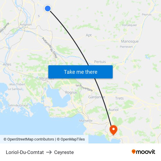 Loriol-Du-Comtat to Ceyreste map