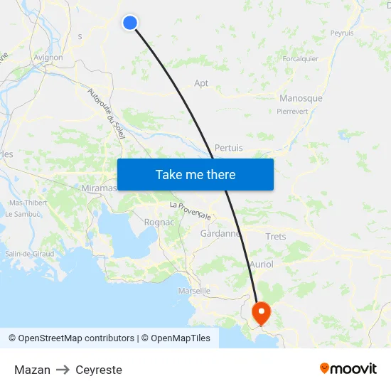 Mazan to Ceyreste map