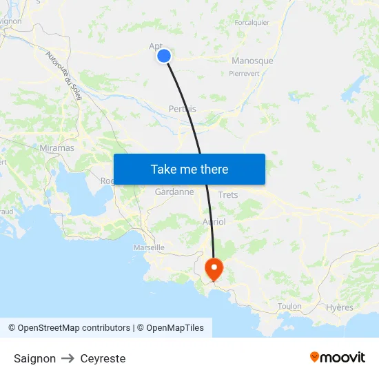 Saignon to Ceyreste map