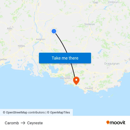 Caromb to Ceyreste map