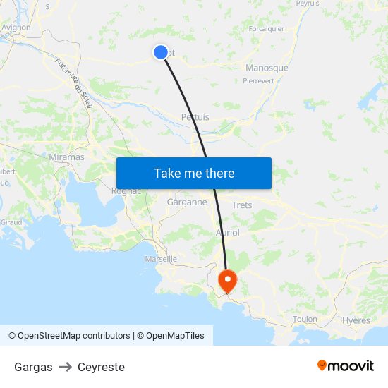 Gargas to Ceyreste map