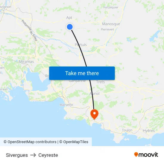Sivergues to Ceyreste map