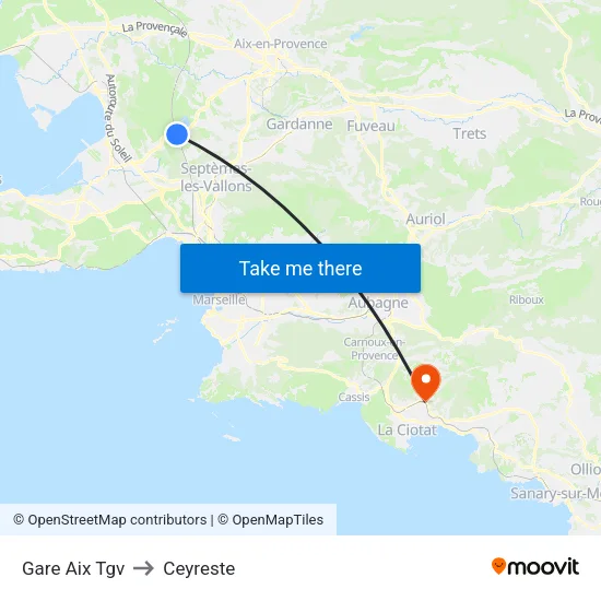 Gare Aix Tgv to Ceyreste map
