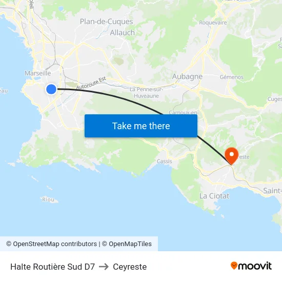 Halte Routière Sud D7 to Ceyreste map
