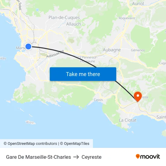 Gare De Marseille-St-Charles to Ceyreste map