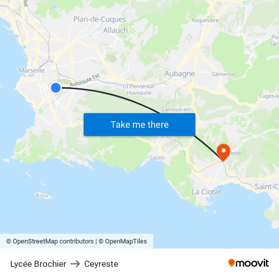 Lycée Brochier to Ceyreste map