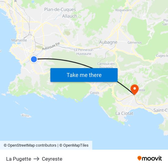 La Pugette to Ceyreste map