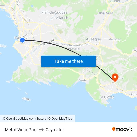 Métro Vieux Port to Ceyreste map