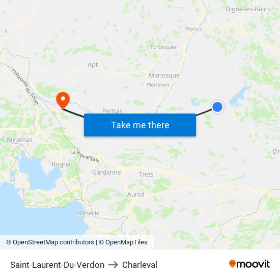 Saint-Laurent-Du-Verdon to Charleval map