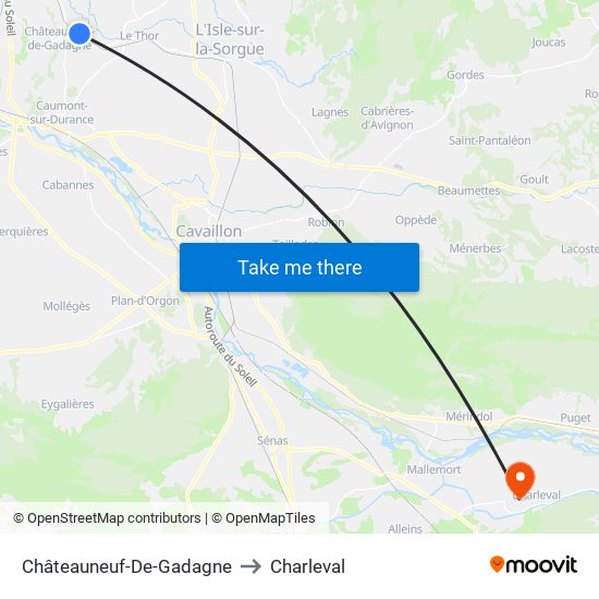 Châteauneuf-De-Gadagne to Charleval map