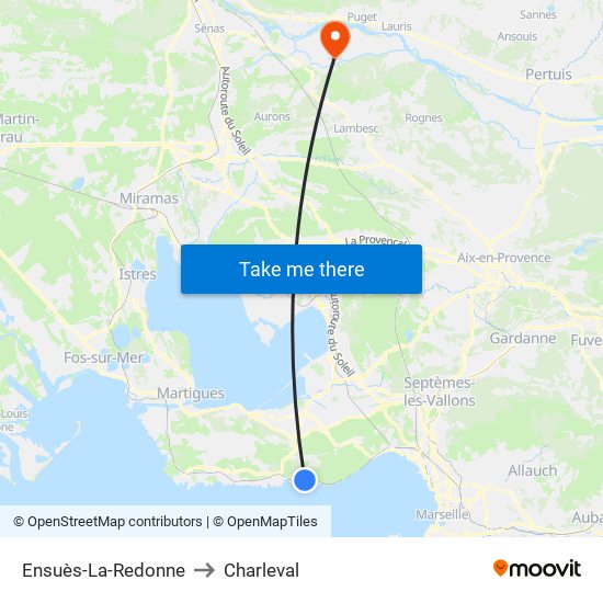 Ensuès-La-Redonne to Charleval map