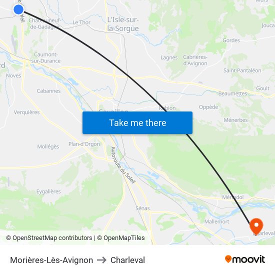 Morières-Lès-Avignon to Charleval map