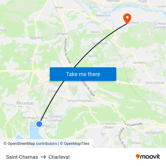 Saint-Chamas to Charleval map