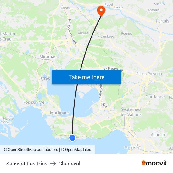 Sausset-Les-Pins to Charleval map