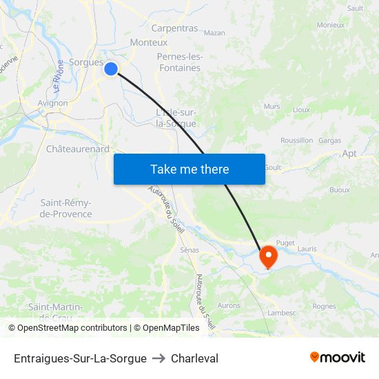 Entraigues-Sur-La-Sorgue to Charleval map