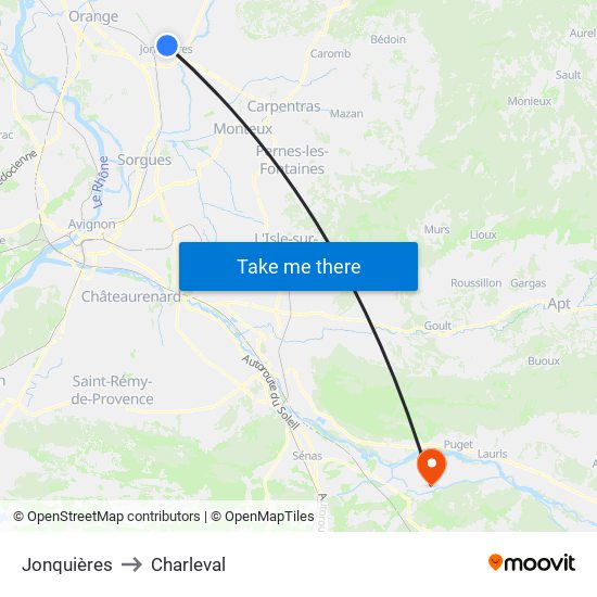 Jonquières to Charleval map