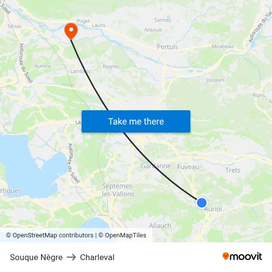 Souque Nègre to Charleval map