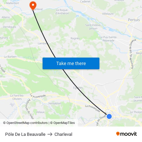Pôle De La Beauvalle to Charleval map