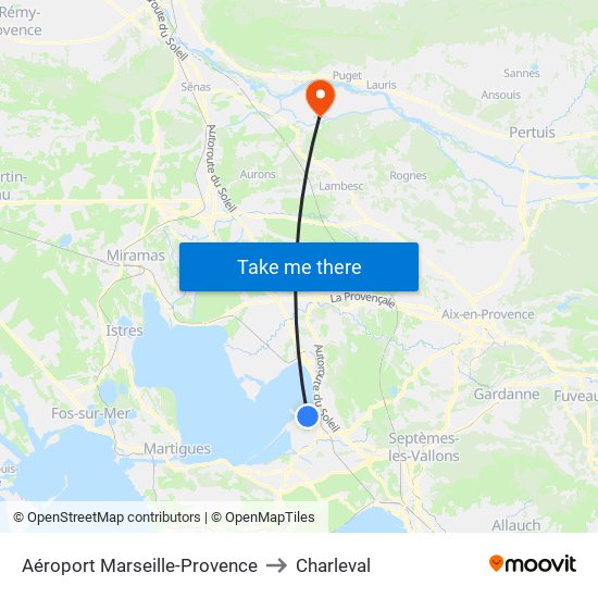 Aéroport Marseille-Provence to Charleval map