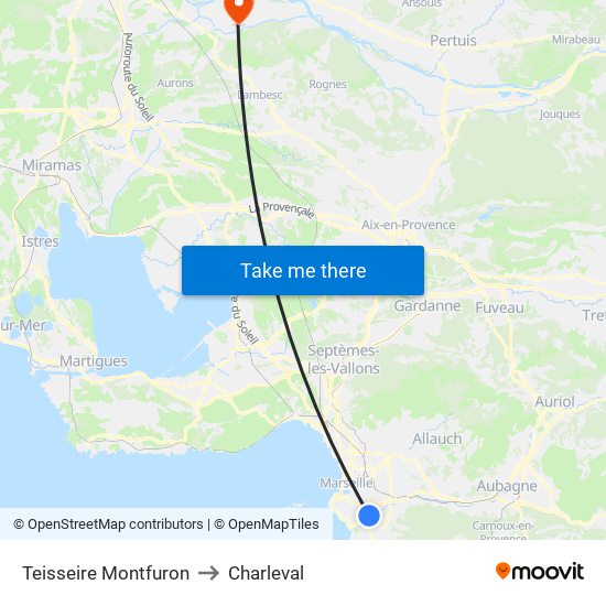 Teisseire Montfuron to Charleval map