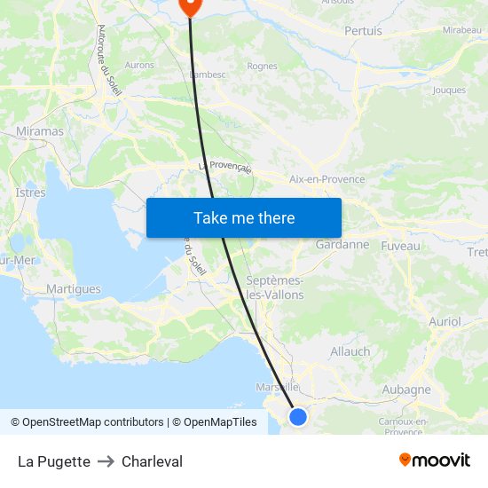 La Pugette to Charleval map