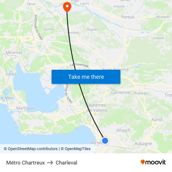 Métro Chartreux to Charleval map