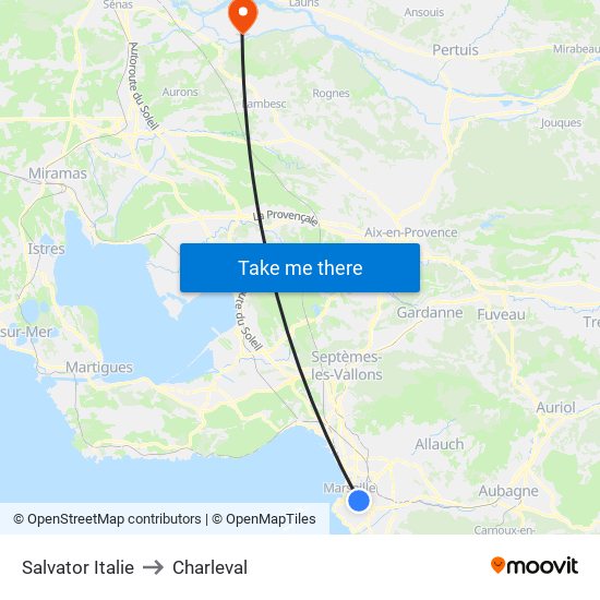 Salvator Italie to Charleval map