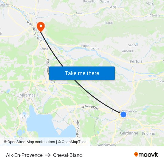 Aix-En-Provence to Cheval-Blanc map