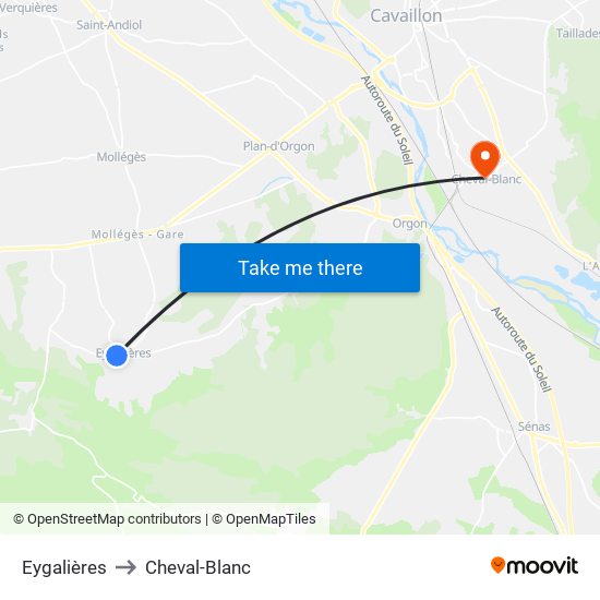 Eygalières to Cheval-Blanc map
