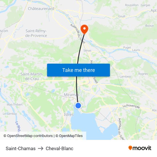 Saint-Chamas to Cheval-Blanc map