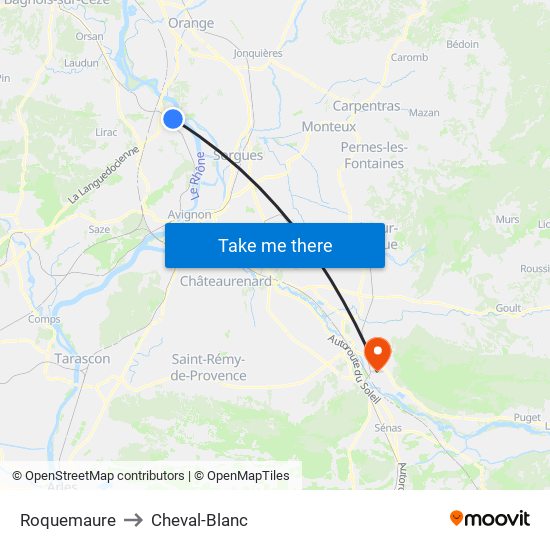 Roquemaure to Cheval-Blanc map