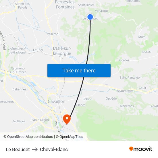Le Beaucet to Cheval-Blanc map