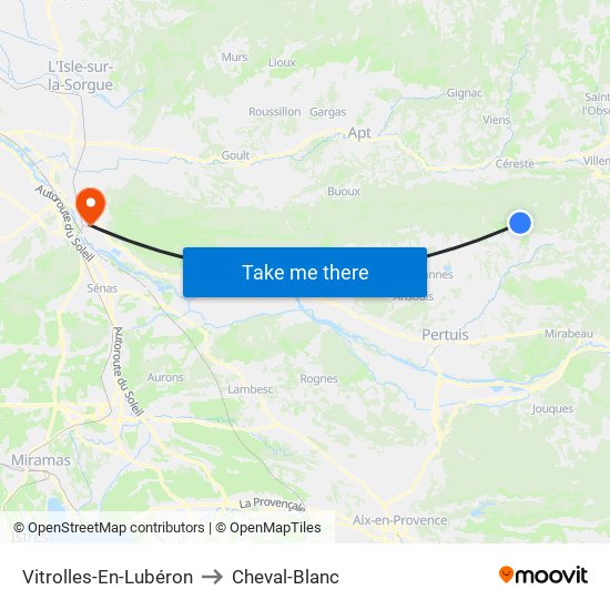 Vitrolles-En-Lubéron to Cheval-Blanc map