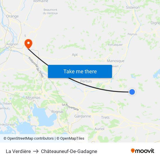 La Verdière to Châteauneuf-De-Gadagne map