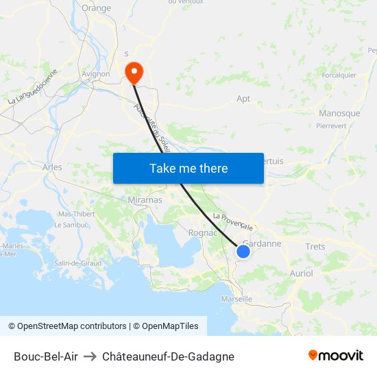 Bouc-Bel-Air to Châteauneuf-De-Gadagne map