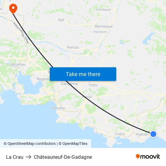 La Crau to Châteauneuf-De-Gadagne map