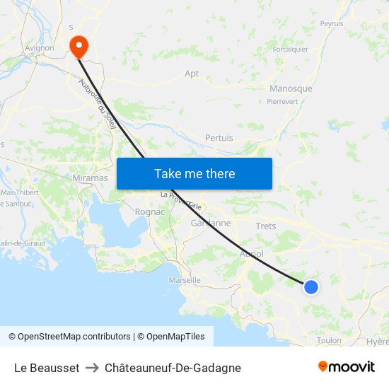 Le Beausset to Châteauneuf-De-Gadagne map