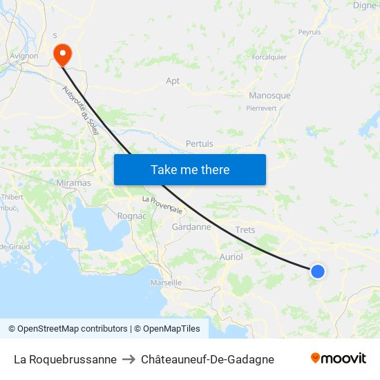 La Roquebrussanne to Châteauneuf-De-Gadagne map