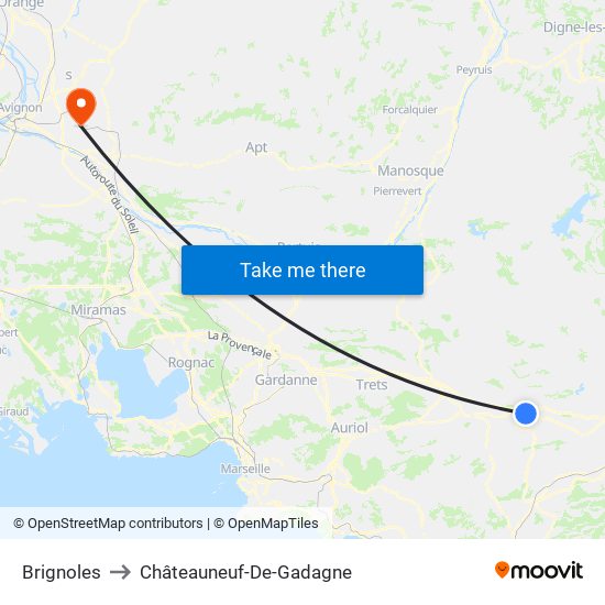Brignoles to Châteauneuf-De-Gadagne map