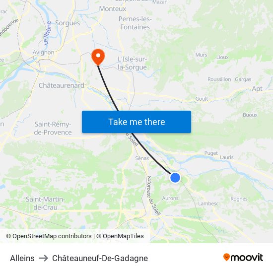 Alleins to Châteauneuf-De-Gadagne map
