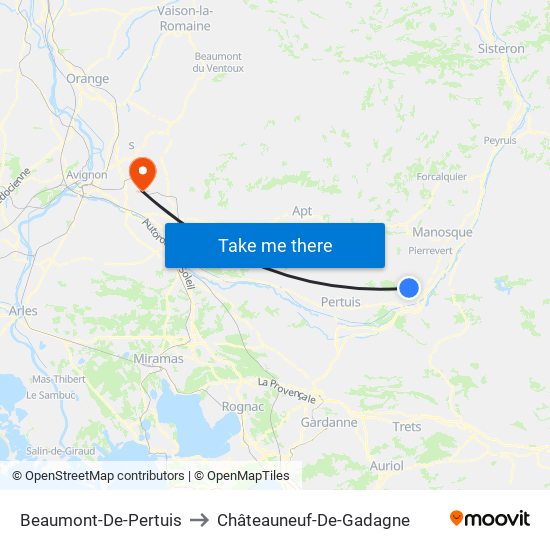 Beaumont-De-Pertuis to Châteauneuf-De-Gadagne map