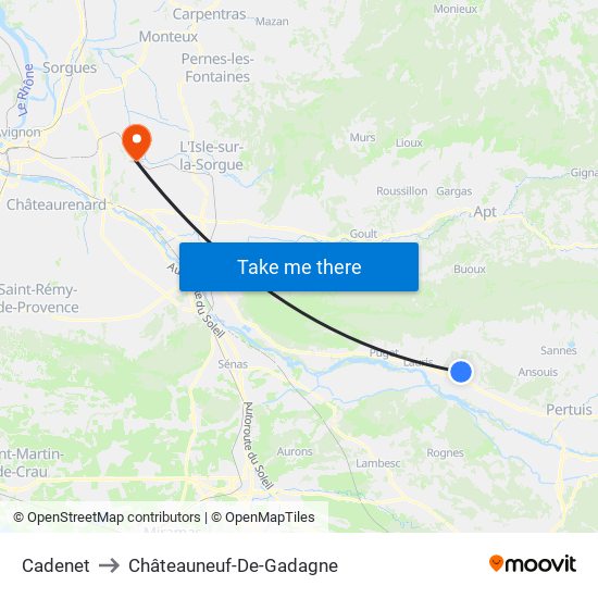 Cadenet to Châteauneuf-De-Gadagne map