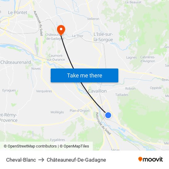 Cheval-Blanc to Châteauneuf-De-Gadagne map