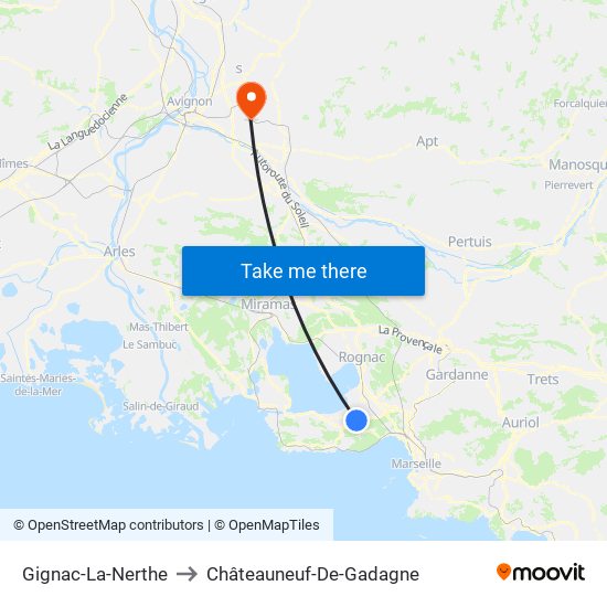 Gignac-La-Nerthe to Châteauneuf-De-Gadagne map